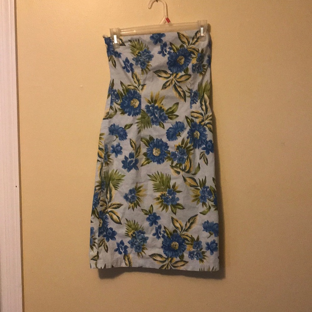 Blue Strapless Hawaiian Dress